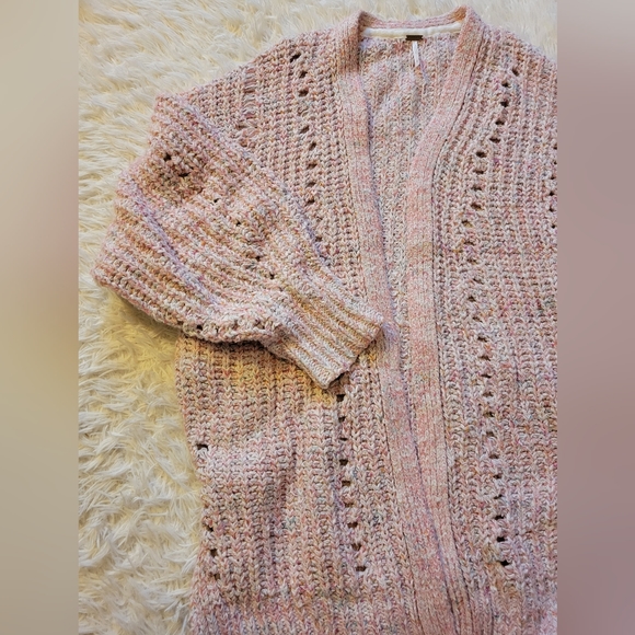 Free People Long Knit Pink Cardigan - Picture 7 of 10